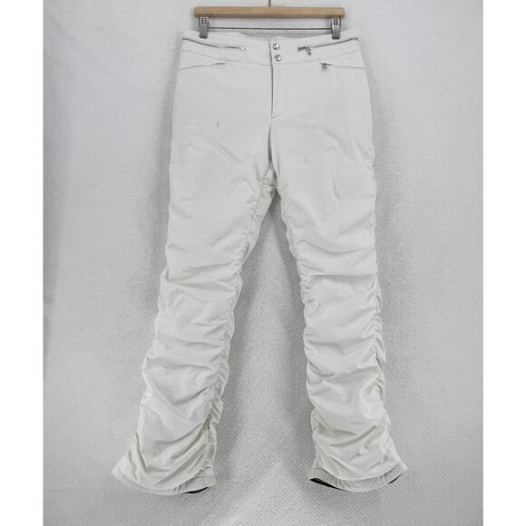 Bogner SCS Womens White Insulated Ruched Trouser Ski Pants Sz US 10 Long